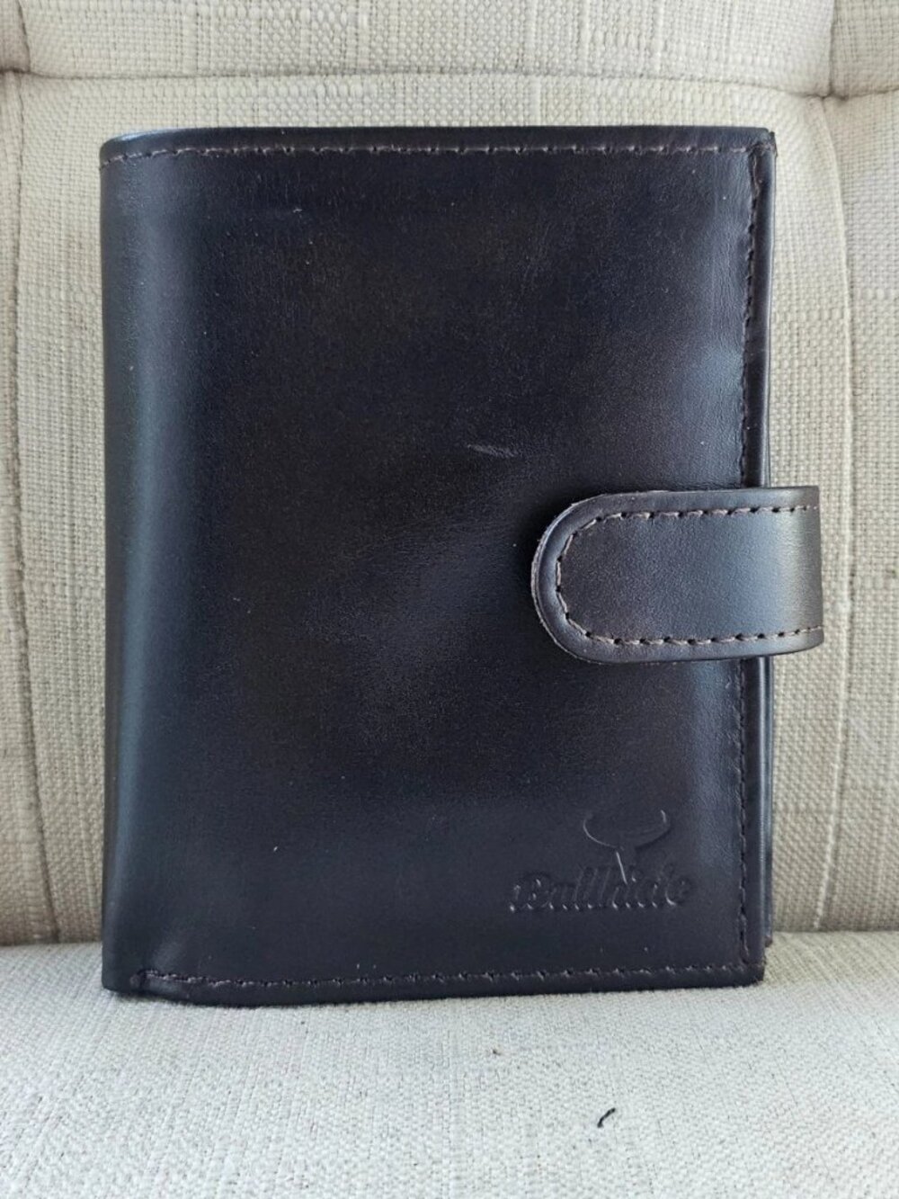 Handmade Wallet Bifold Cardholder Dark Brown Genuine Leather Clutch Purse Defect